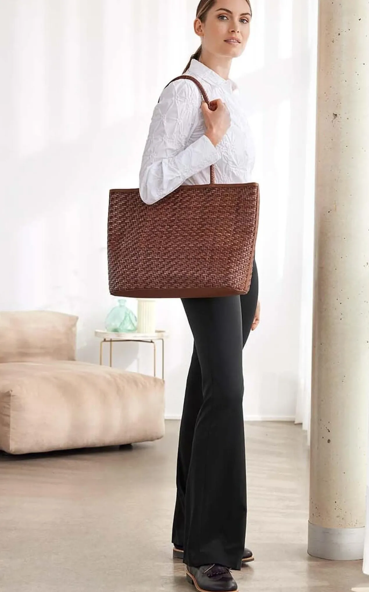 Allan K Flechtleder-Maxi-Shopper