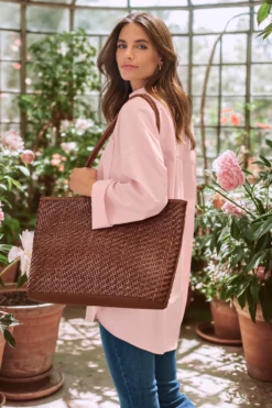 Allan K Flechtleder-Maxi-Shopper