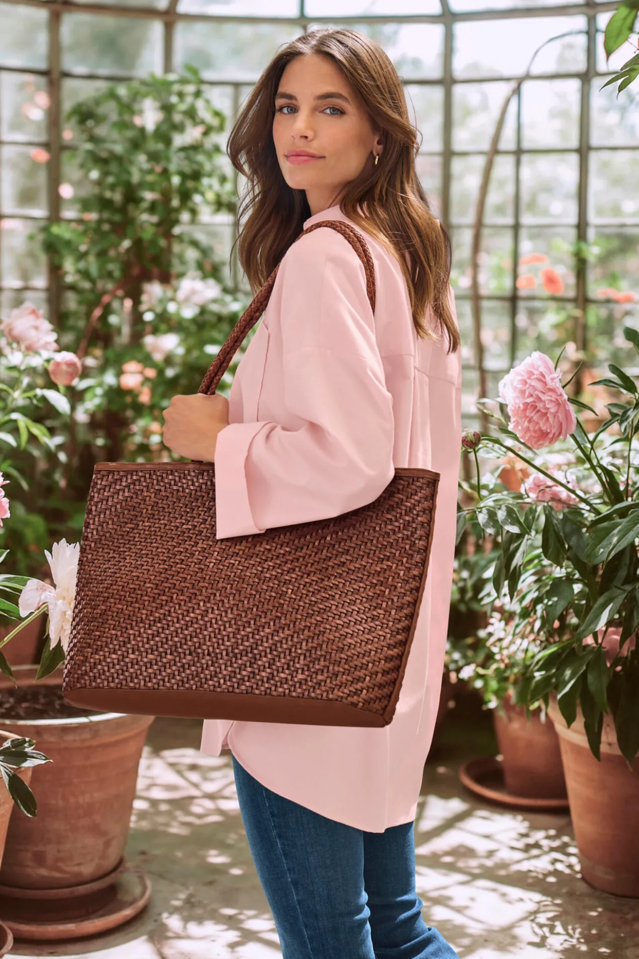 Allan K Flechtleder-Maxi-Shopper