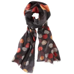Ancini Aquarell-­Tupfen-Schal, Schwarz/Multicolor