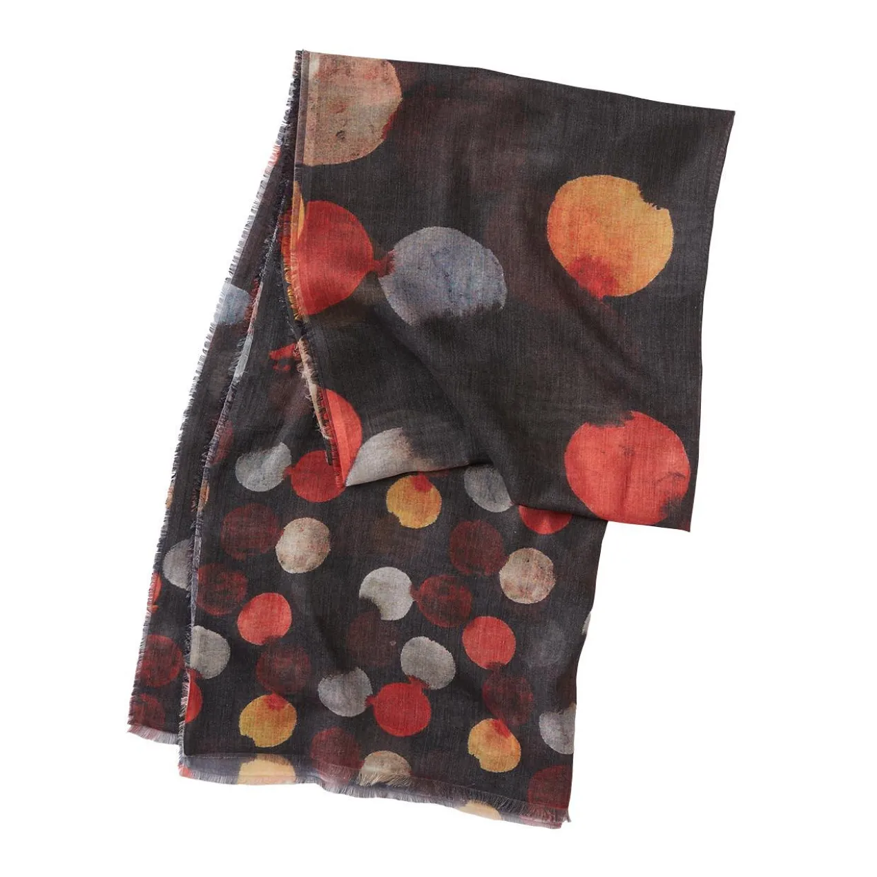 Ancini Aquarell-Tupfen-Schal, Schwarz/Multicolor