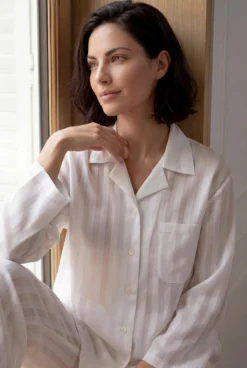 Baumwoll-Seiden-Streifenpyjama