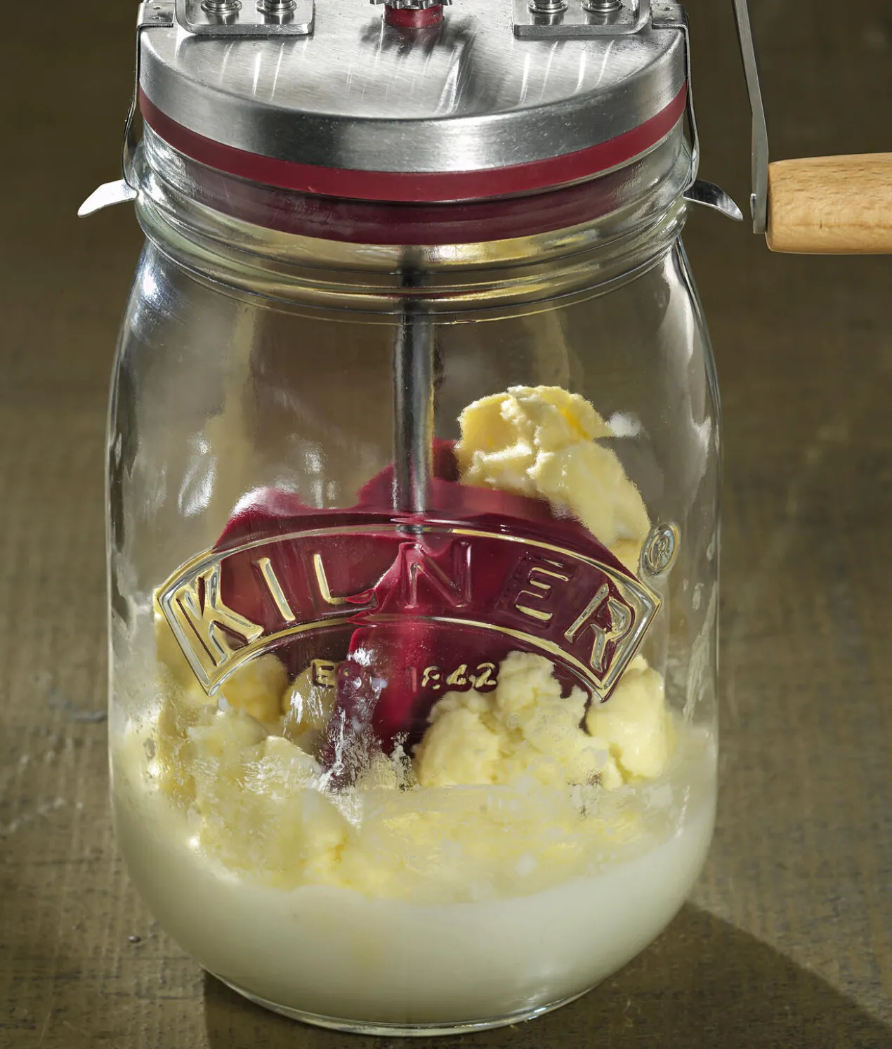 Butterglas mit Handkurbel