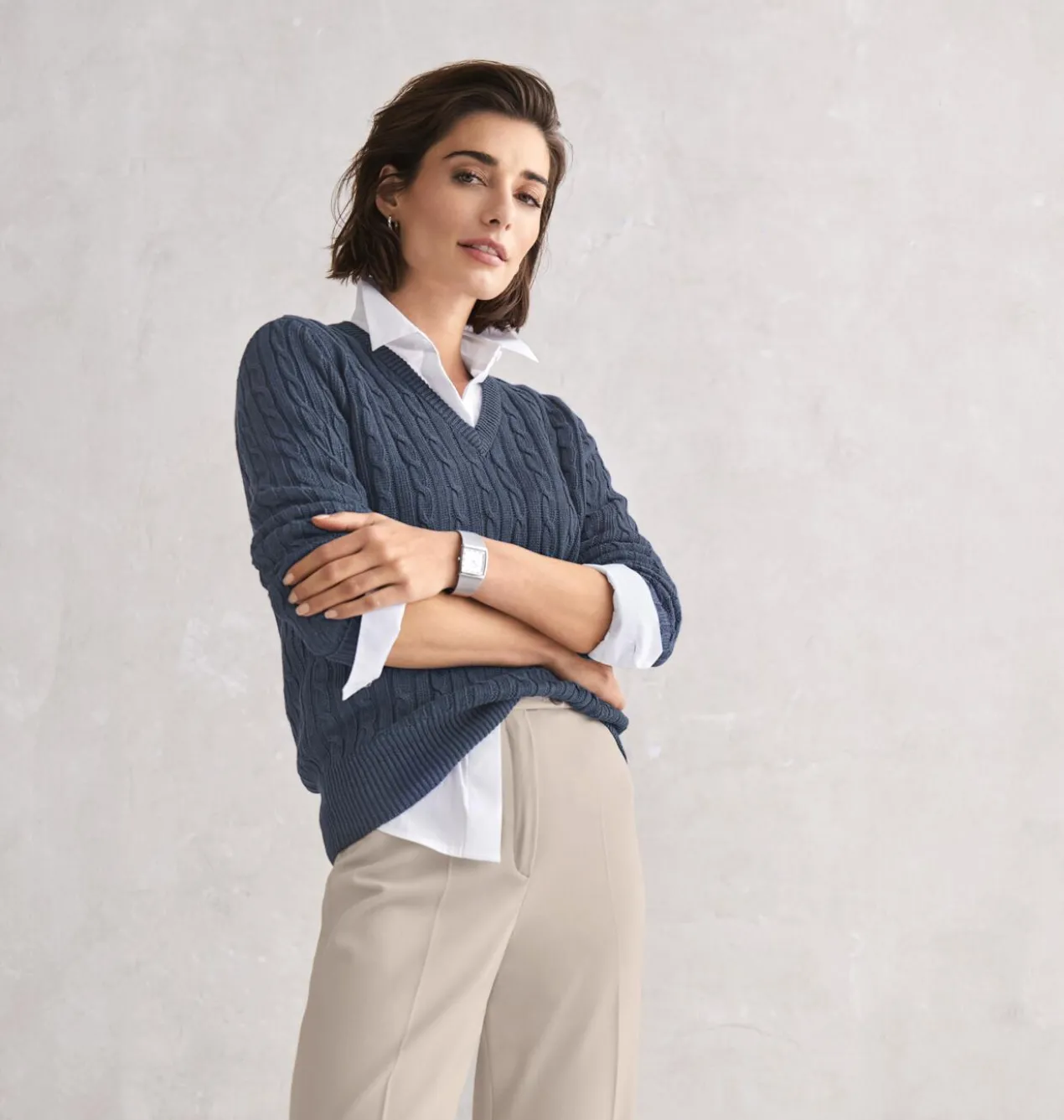 Carbery Leinen-Zopfpullover