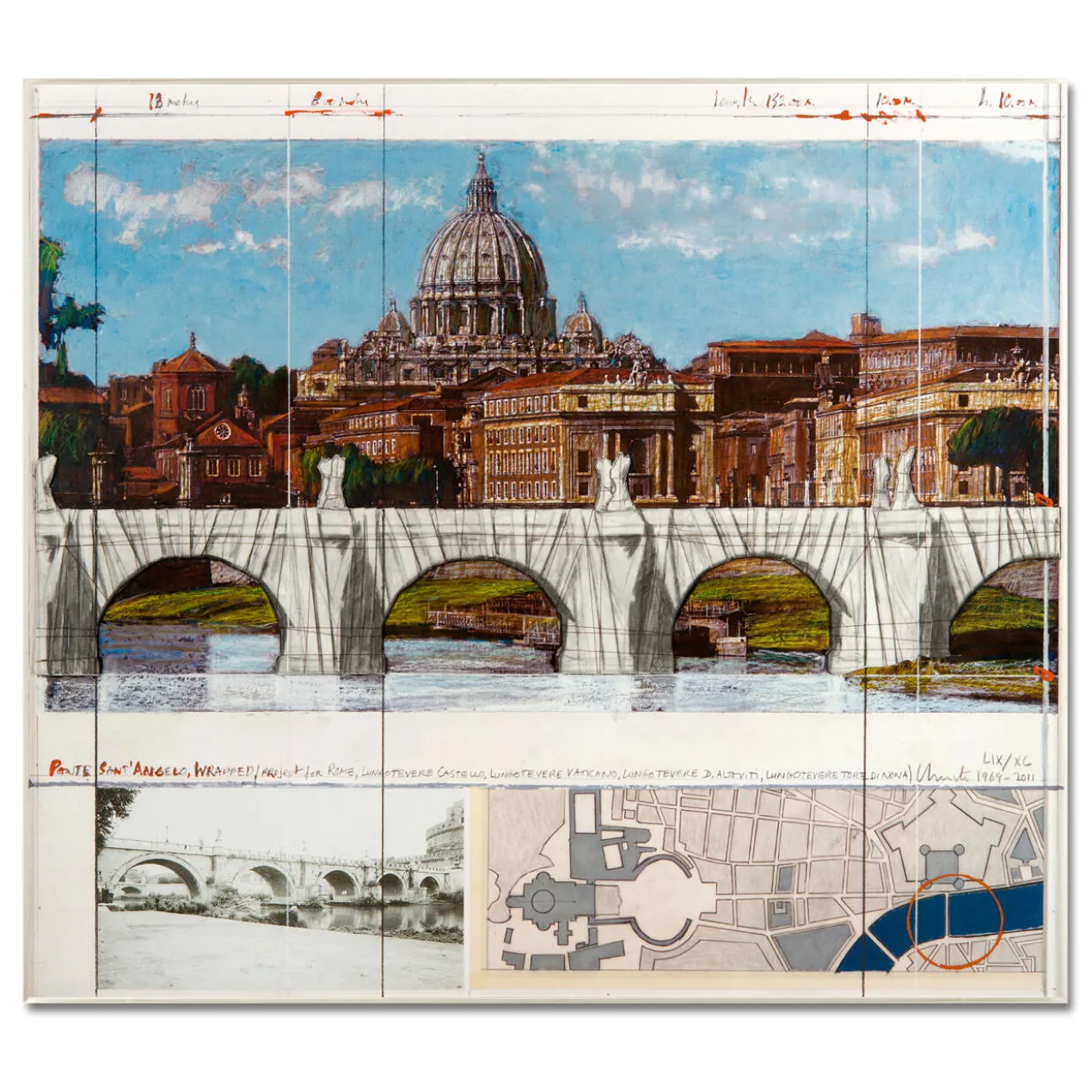 Christo – Ponte St. Angelo, Wrapped – Project for Rome, 1969-2011