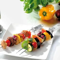 Doppel-Grillspieße mit Abstreifer, 2er-Set