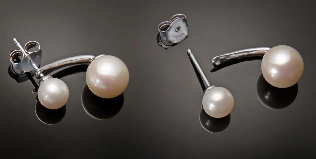 2-in-1 Ohrringe „schwebende Perle“