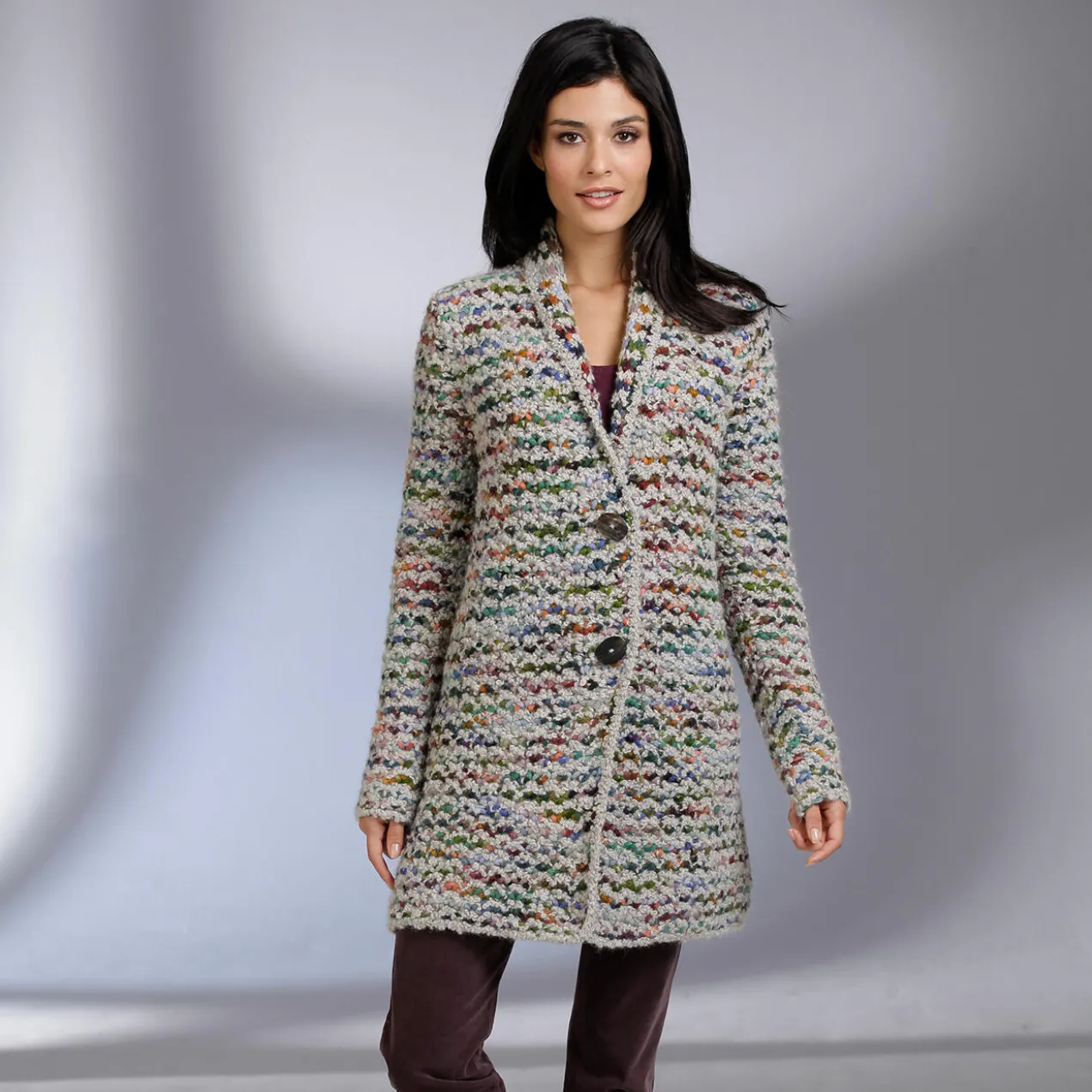 Kero Design Multicolor-Handstrick-Longcardigan