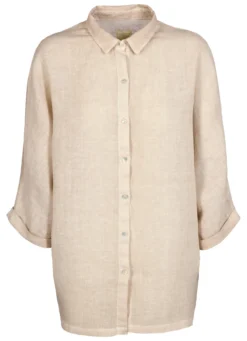 120% Lino Leinen-Jersey-Blusenshirt