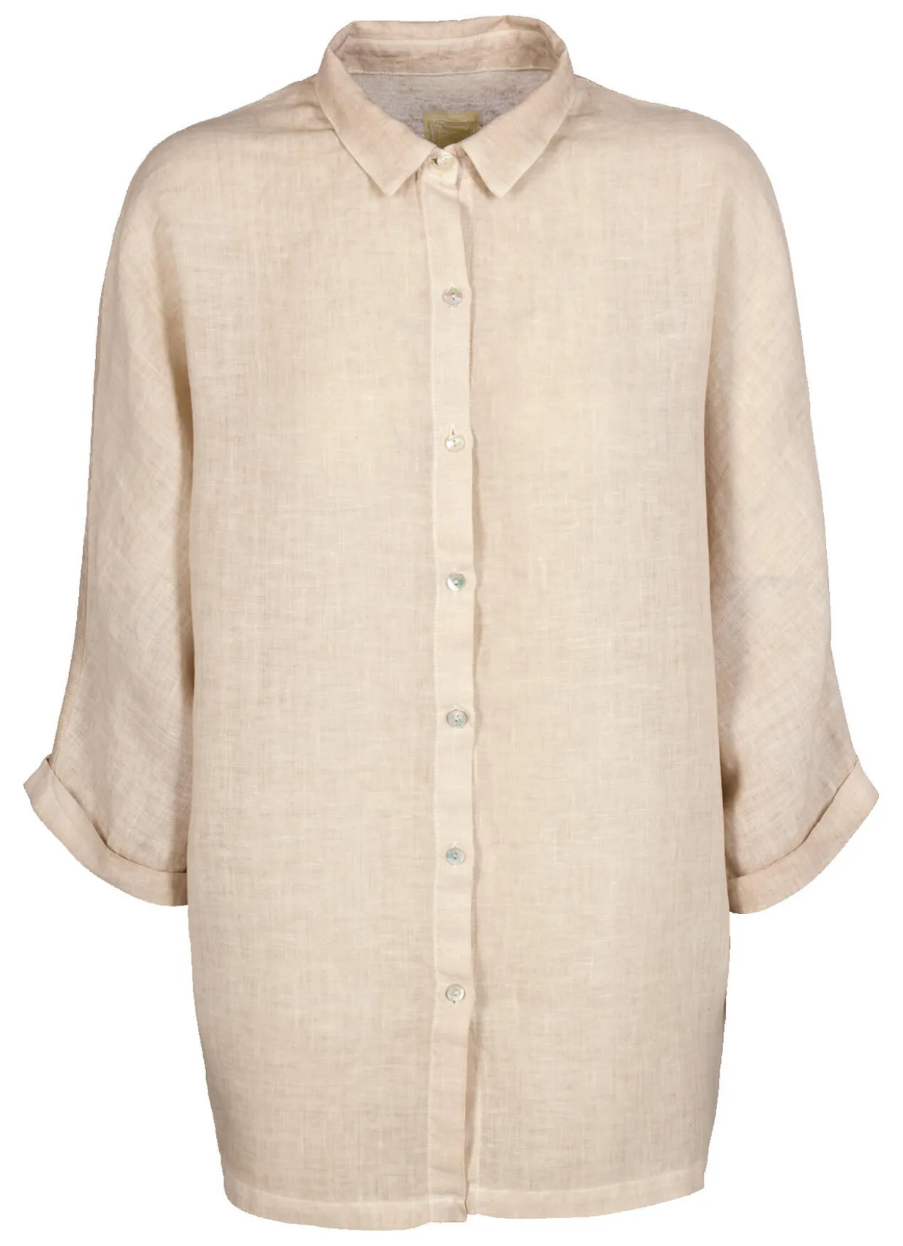 120% Lino Leinen-Jersey-Blusenshirt