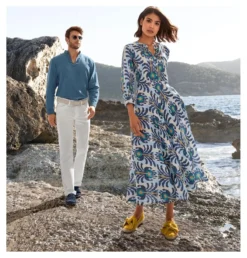Nimo With Love Ikat-Kleid, Blau/Orange/Vanille