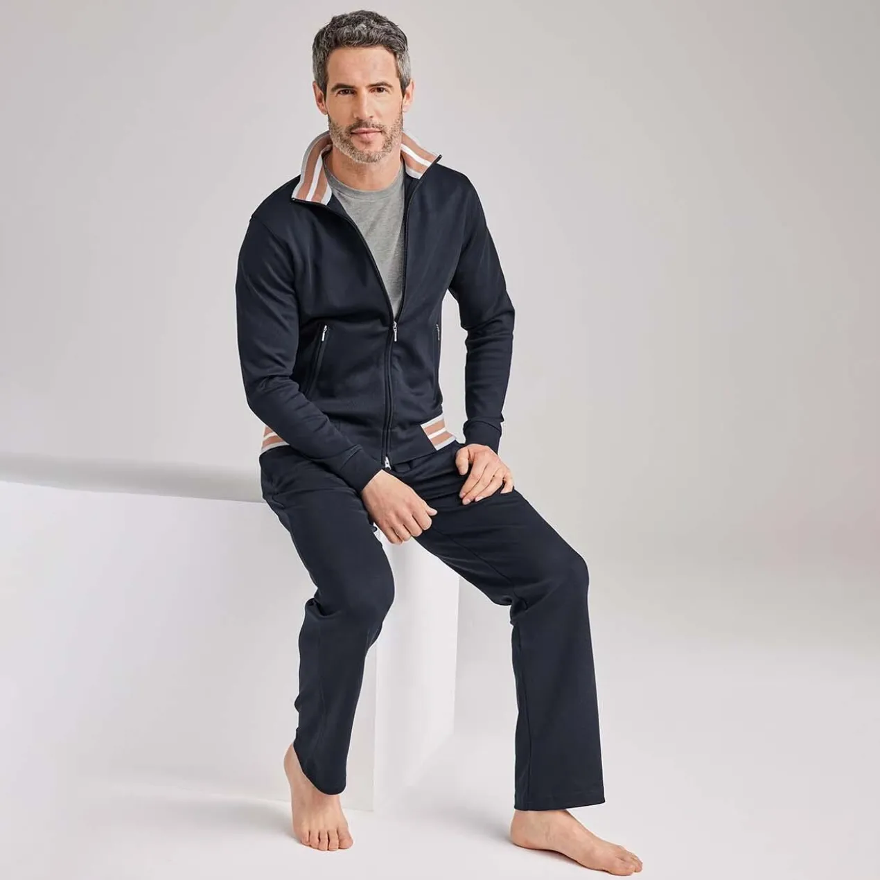Pima-Cotton Herren-Homesuit, Marineblau