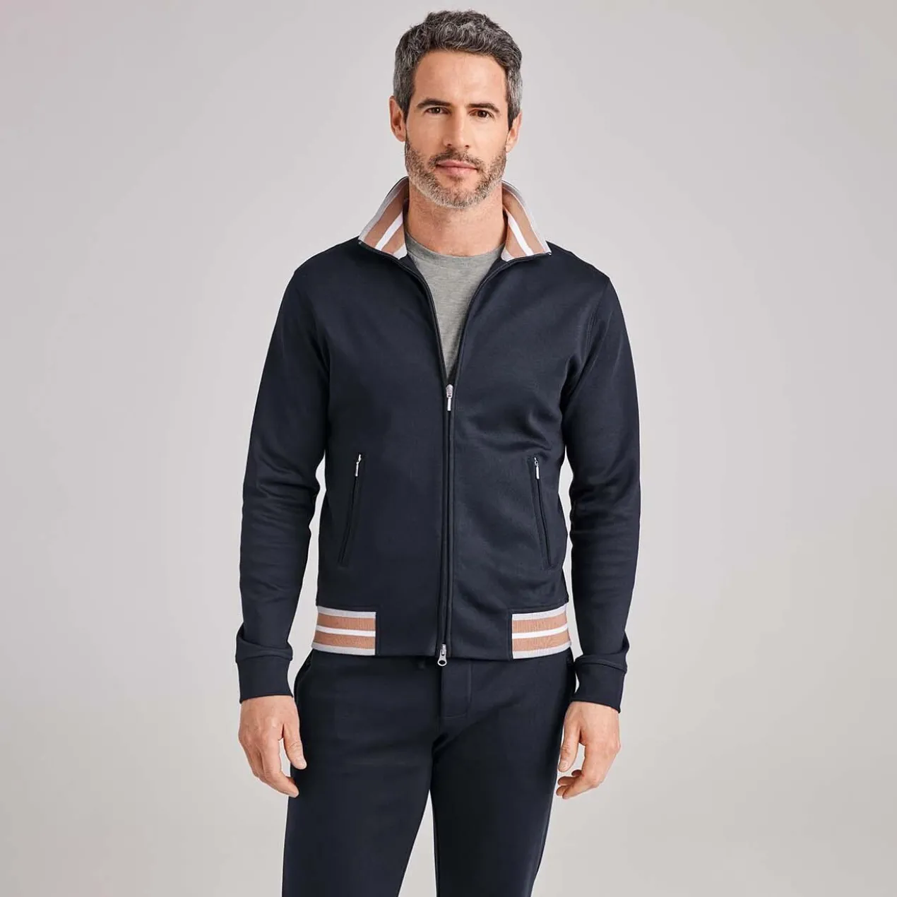 Pima-Cotton Herren-Homesuit, Marineblau