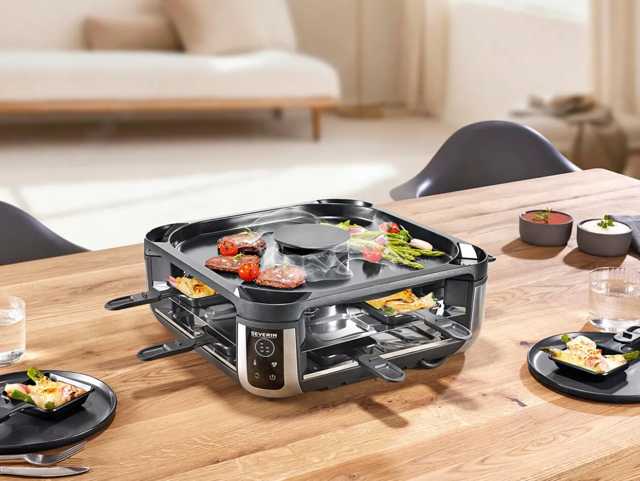 Raclette-Grill mit integriertem Rauchabzug