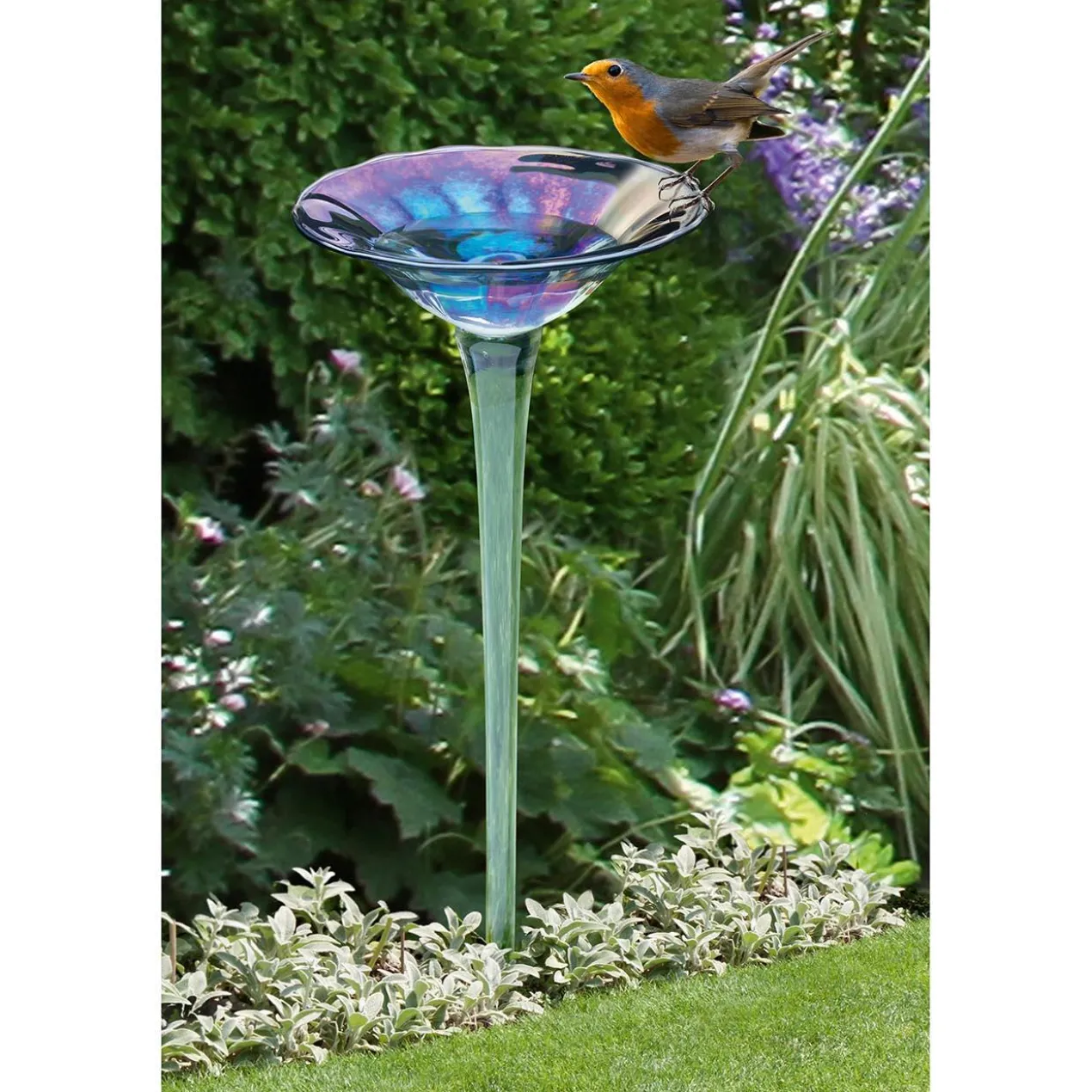 Regenbogenglas-Vogeltränke