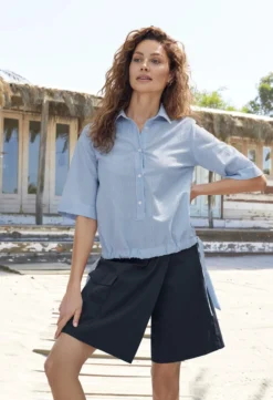 Rossana Diva Seersucker-Boxy-Bluse