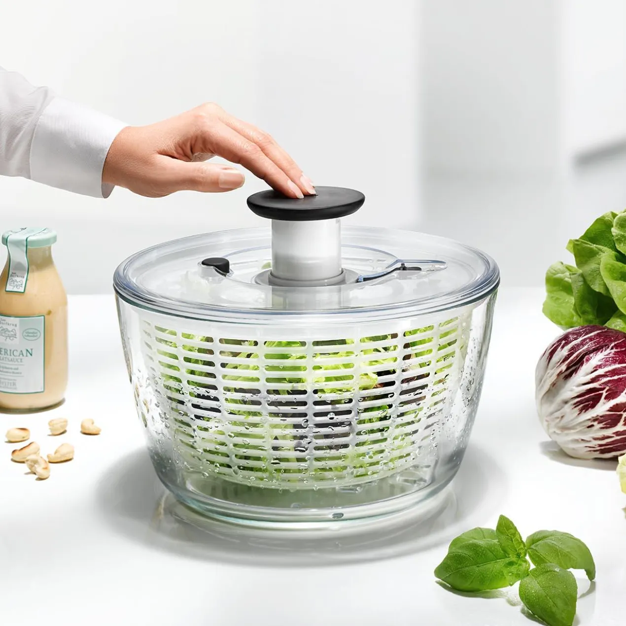 Salatschleuder aus Glas