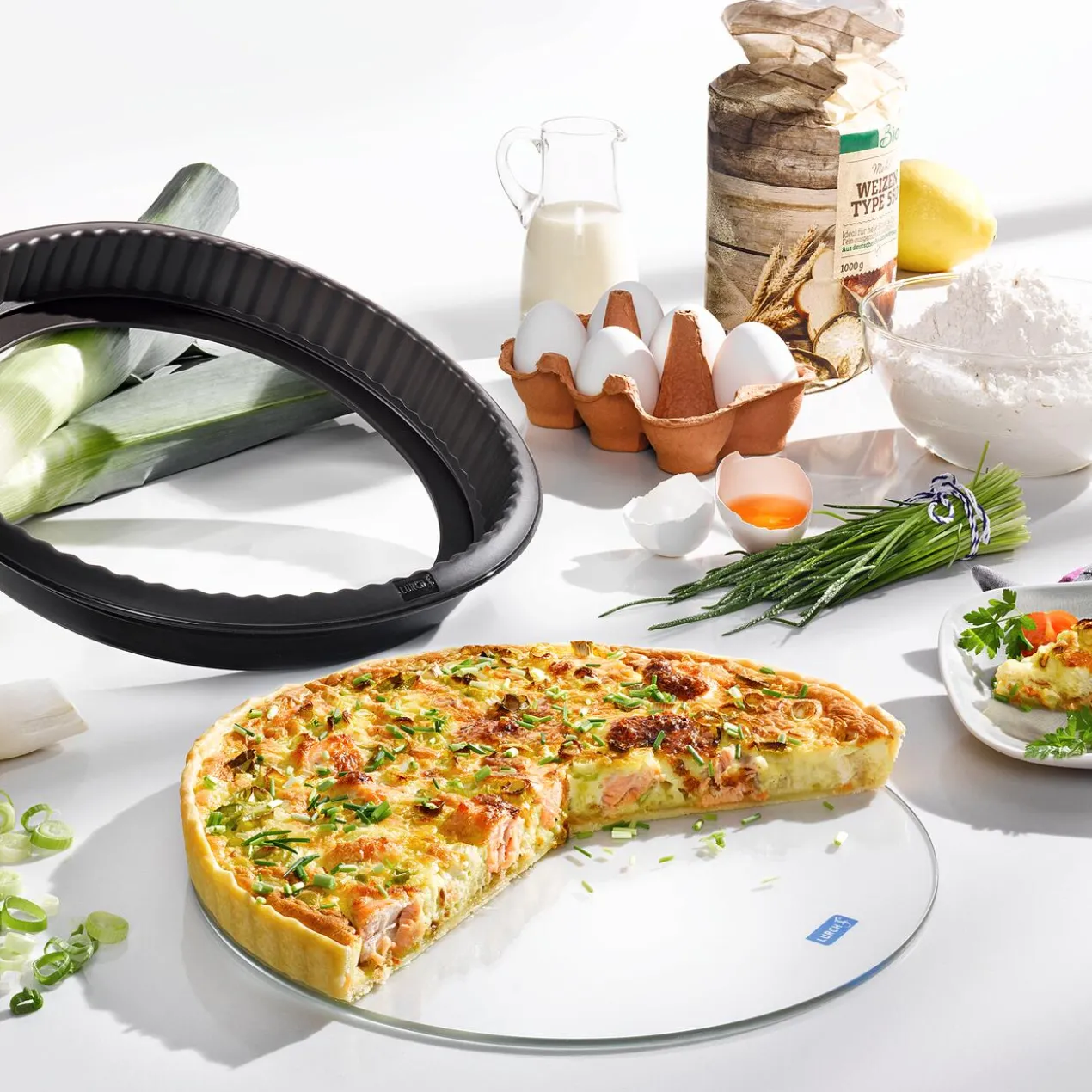 Silikon-Quicheform mit Glasboden