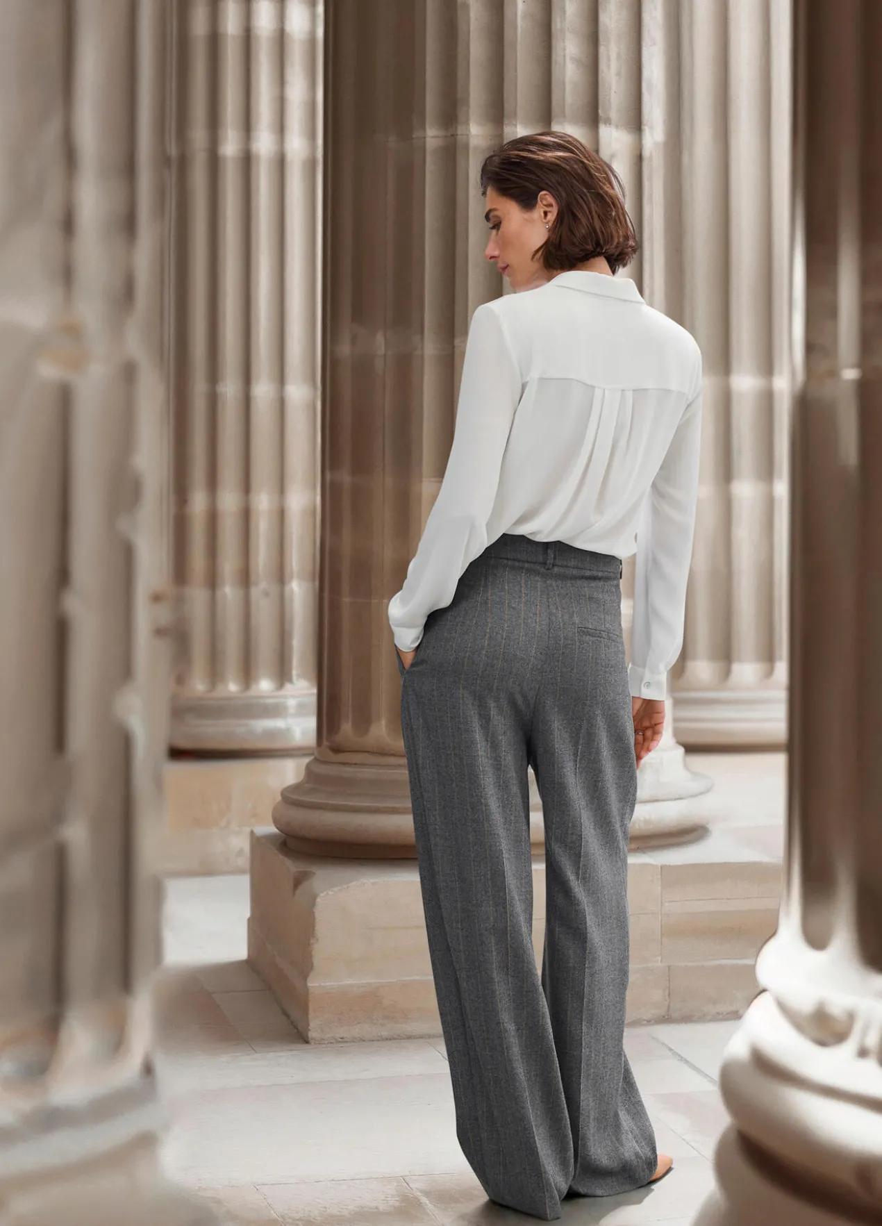 st.Ann Flexible Wide-leg-Nadelstreifenhose