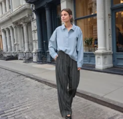 st.Ann Flexible Wide-leg-Nadelstreifenhose