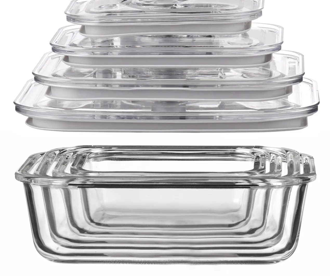 Vakuumdosen aus Glas, 4er-Set