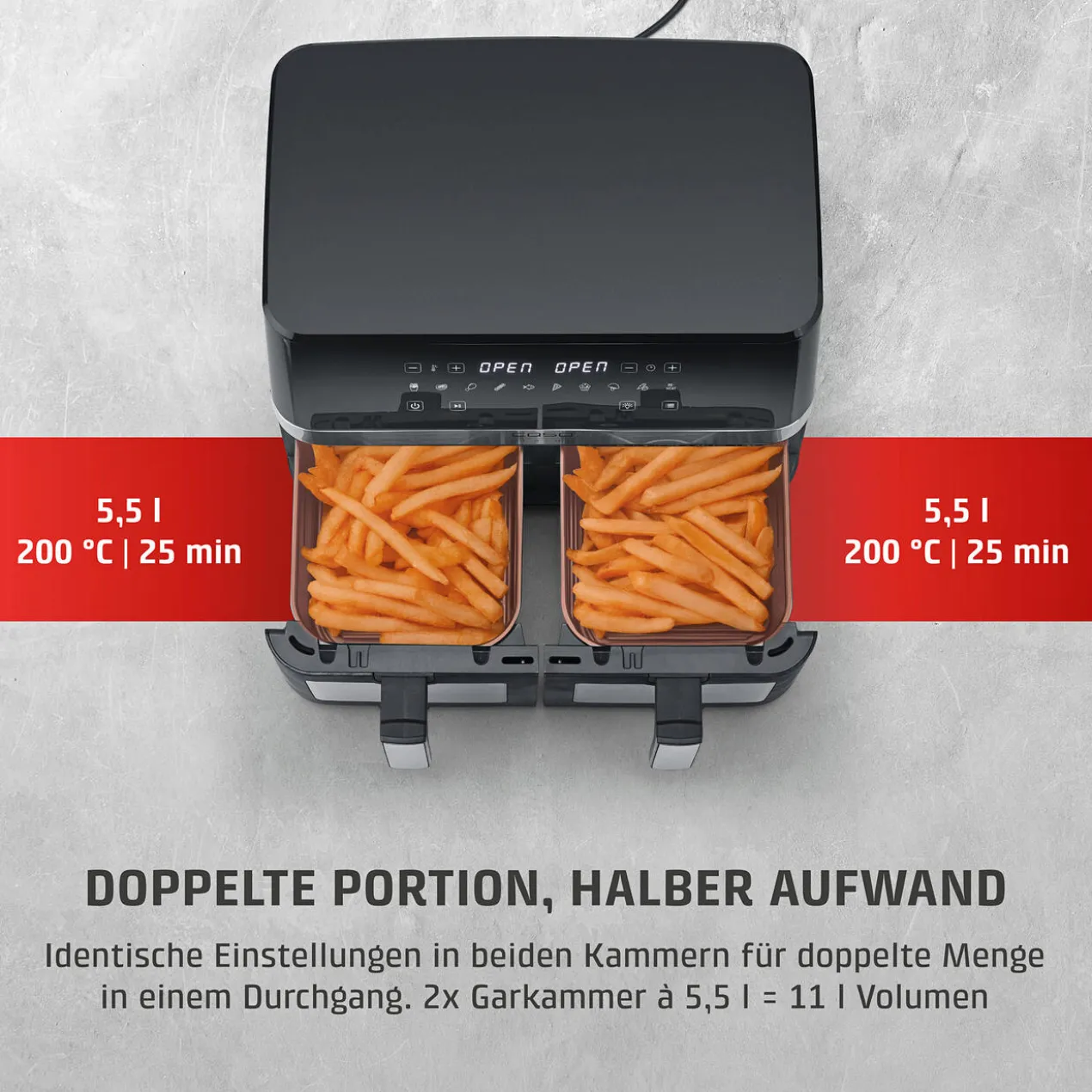 XXL-Duo-Heißluftfritteuse